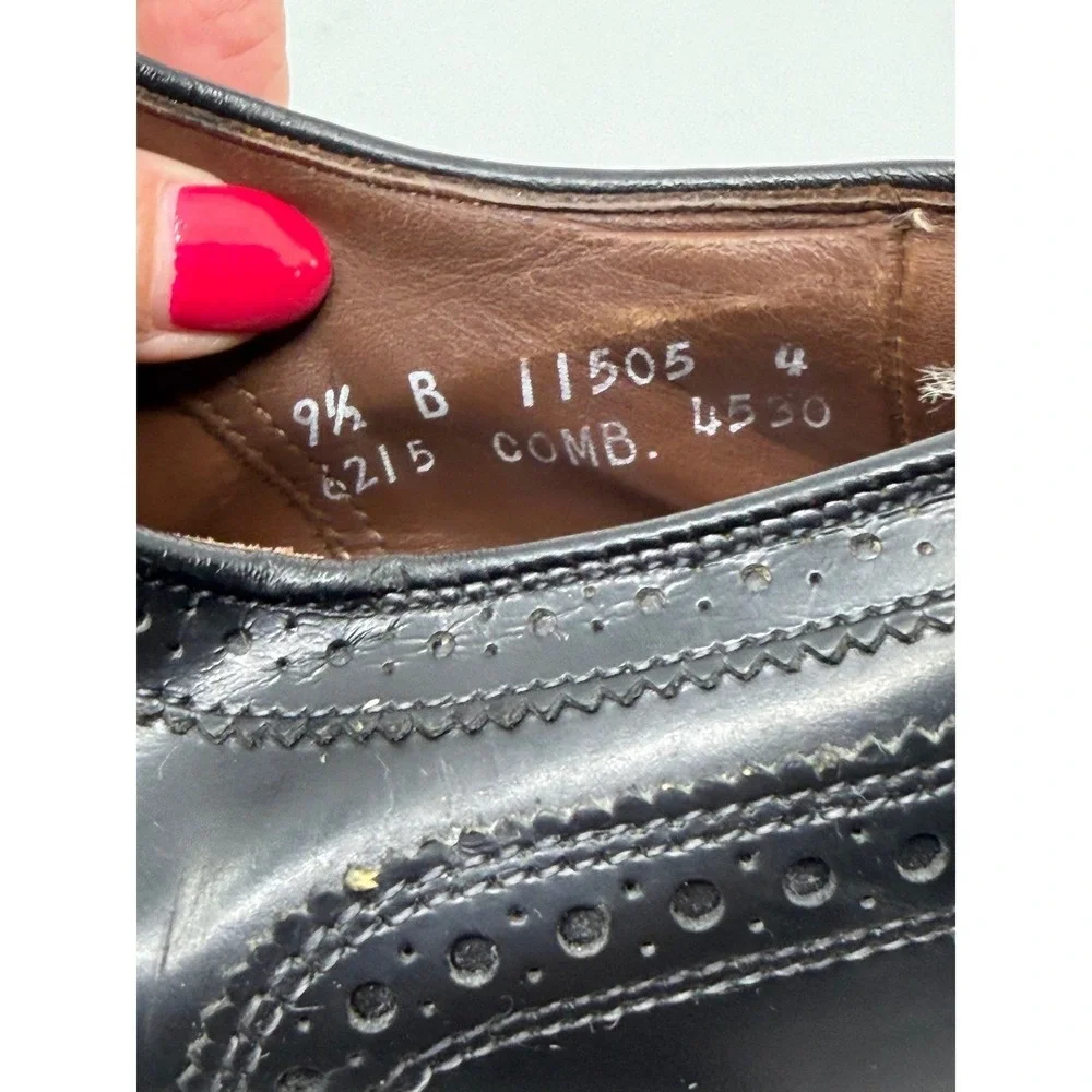 Allen Edmonds McAllister Mens Black Leather Wingtip Oxford Dress Shoes 9.5 B